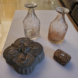 Two Trinket / Jewelry Boxes ( One Is A Syroco Wood )  & Two Vintage