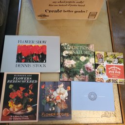 Six Books With Lovely Flowers & Beach Treasures