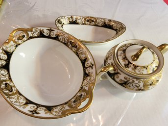 3 Noritake 20056 Servers, 10.5 And 8 In Bowls And Covered Bowl