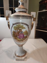 18 In Ceramic Urn With French Couples Scene