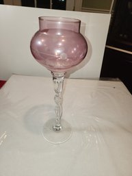 14 In Twist Glass Vase, Cranberry Top