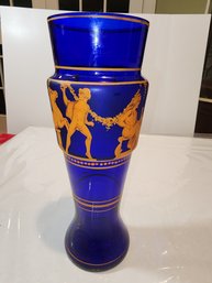 10 In Blue Glass Vase Classical Design