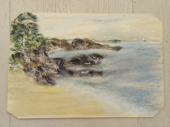 Vintage  Ruth Pastel On Paper  Seascape  Drawing