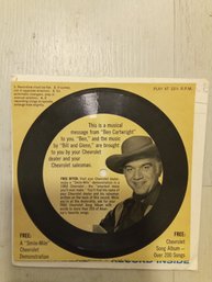 Rare 1963 Chevrolet Promo Ben  Cartwright Bonanza Salesman Record