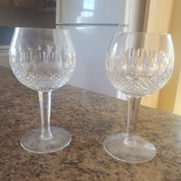 Pair Of Elegant & Large Waterford Crystal Colleen Essence Oversized Balloon Wine Goblets