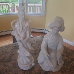 Two Japanese Ladies Ceramic Figurines - One Fitz & Floyd