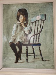 Frank Palmieri Signed Oil On Board - Girl On Chair