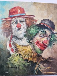 Original William Moninet Oil On Canvas Clowns Painting