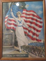 1918 Renesh Flag Of Freedom Framed Litho