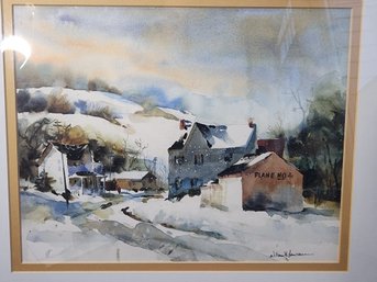 William Lawrence Rural Winter Watercolor Framed