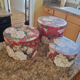 Three Colorful Nesting Hat Boxes