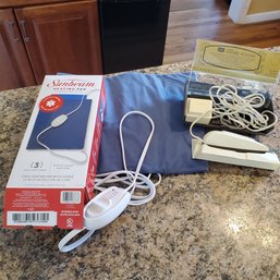 Two Helpful Items Around The House- A Sears 3-Speed Electric Scissors & A Sunbeam Heating Pad