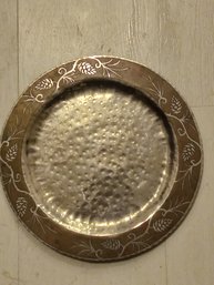 Antique Art Nuevue Hand Hammered Hand Etched Silver And Copper Plate