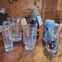 5 Vintage Barware Pitchers / Mugs / Ste8n And A New Thermos