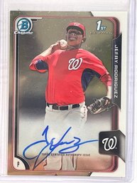 2015 1st. Bowman Chrome Certified Autograph Issue Jefry Rodriguez Signed Rookie Card #BCAP-JR