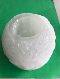 Selenite Candle Holder,  3 LB, 4 Inch By 4 Inch