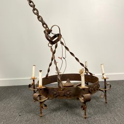 Old Iron Chandelier With Heavy Chain