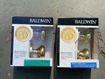 Lot Of 2 Baldwin Brass Doorknob Sets Hall/closet And Bed/bath Latchset  New