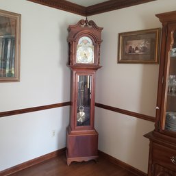 Working Beautiful DIY 1982 Walnut Grandfather Clock With Moon Dial - W German Clock Movements