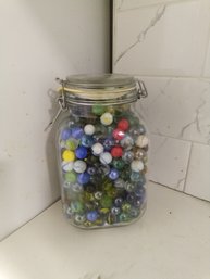 Antique  And  Vintage  500 Marbles In A Large Mason Jar