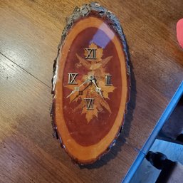 Real Wood - Tree Slice Quartz Wall Clock - Battery Operated.       PD - A3