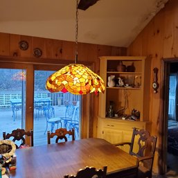 Large Hanging Stained Glass Chandelier