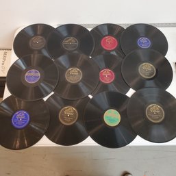 12 Vintage 12- Inch 78rpm Records -9 Victor & 3 Columbia,