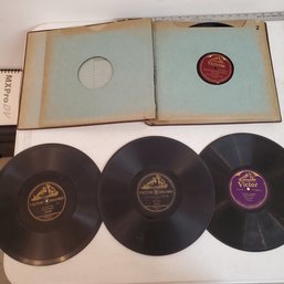12 Vintage, Twelve-Inch Diameter, One- Sided 78rpm Records With 1 Victor Record Holder Album W/ Nipper