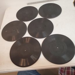 6 Antique Edison Diamond Disc Records 1/4' Thick - Songs On Both Sides