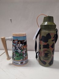 Nice NRA Thermos & Budweiser Baseball Beer Mug   PD/ A1