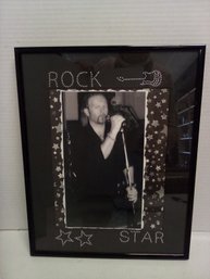 Framed Black & White Photograph Of Singer With Rock Star Spelled In Glitter Stones  212/WA-B