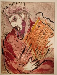 Marc Chagall David With His Harp Original Litho 1956 Matted