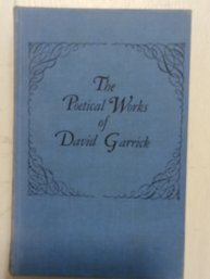1968 THE POETIC WORKS OF DAVID GARRICK Hardcover Book Volume