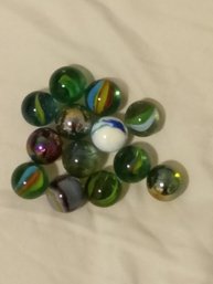 13 ANTIQUE HAND BLOWN GLASS MEDIUM SIZED MARBLES