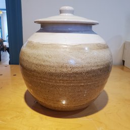 Large Art Pottery Studio Lidded Glazed Ironstone Jar