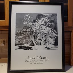 Vintage Framed Ansel Adams Mural Project Print - Snow Covered Apple Orchard