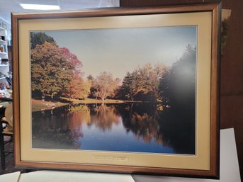 Beautiful Print Of  A Lake In The Fall Double Matted   KD WA B