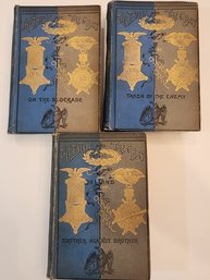 3 1890s Oliver Optic Blue And Grey Books 1st Ed