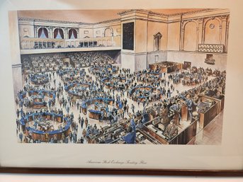 15 X 21 Print Of American Stock Exchange Floor Framed
