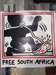 Original Linen Backed Keith Haring Free South Africa 1985