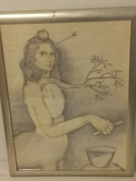 Vintage  SANDRA BOSWELL GRAPHITE  ON PAPER DRAWING