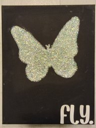 Contemporary  FLY OIL AND SPARKLES ON CANVAS Painting