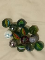 13 ANTIQUE  HAND BLOWN MARBLES