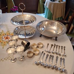 26- Piece Vintage Lot Of Entertaining Silver Plate Items With Collectble Spoons