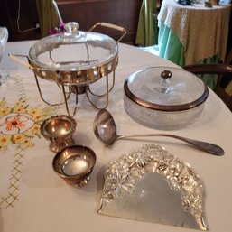 Six Useful Vintage Silver Plate & Glass Meal Accessories