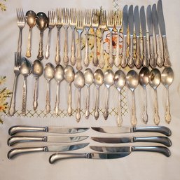 Mixed Lot Of 43 Pieces Of Vintage Silver Plate Flatware