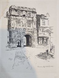Gateway, Canterbury Cathedral.Etching On Paper. 1884. Signed, Titled And Dated In The Plate.