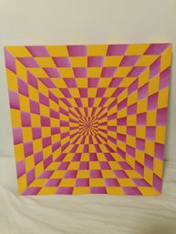 Vintage UNSIGNED ? OPTICAL ILLUSION OIL ON CANVAS PAINTING