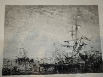 Incredibly Detailed Italian Port Scene Engraving 10 By 14