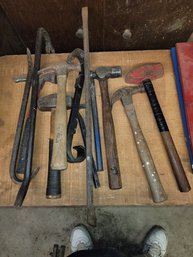 Nice Vintage Assortment Of Crow Bars And Hammers